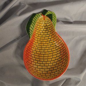 Vintage California Pottery Co. Brick Textured Pear shaped Dish Ceramic CA (390w)